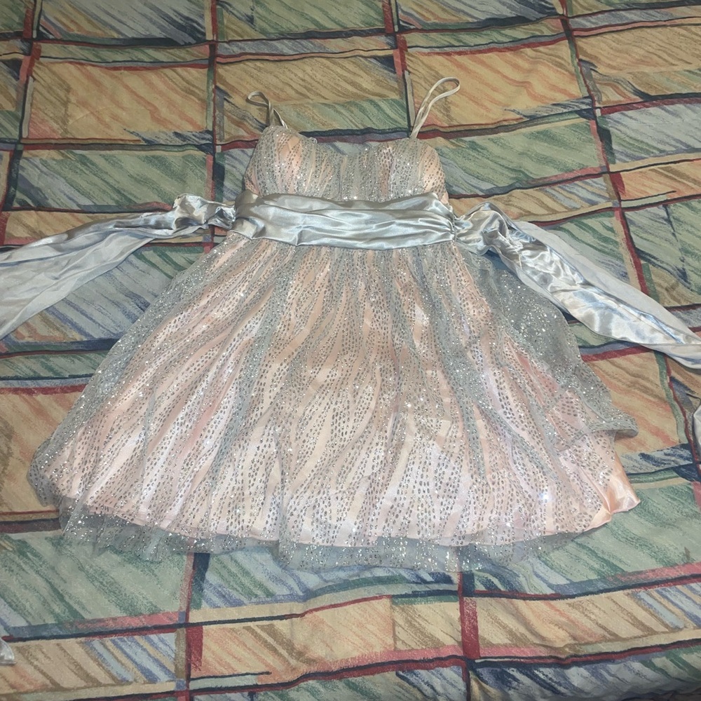 B Smart Pink and Silver Cocktail Dress